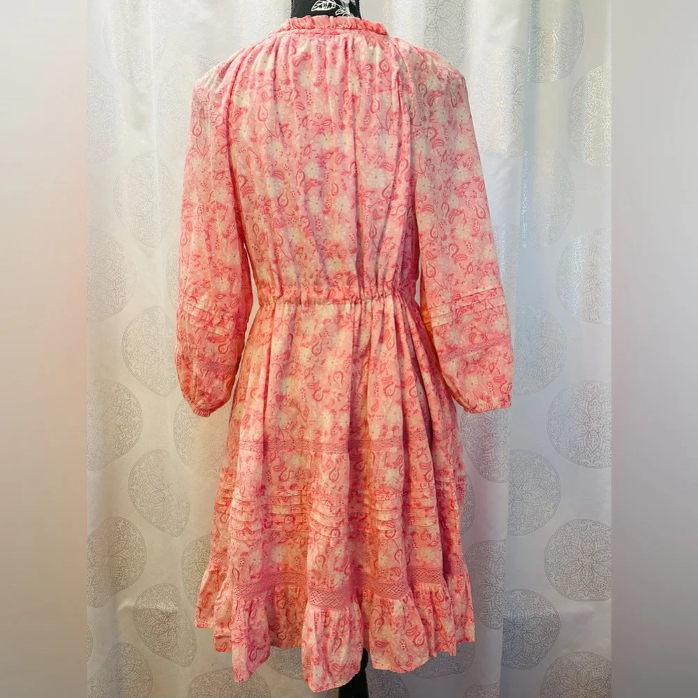 Draper James Kellie Babydoll Sundress Tie Waist in Pink Paisley Easter Women’s L - Picture 3 of 9